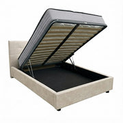 Letto contenitore piazza e mezza 120x190 cm con rete ortopedica a doghe, tessuto Enjoy, made in Italy - 02 Camel