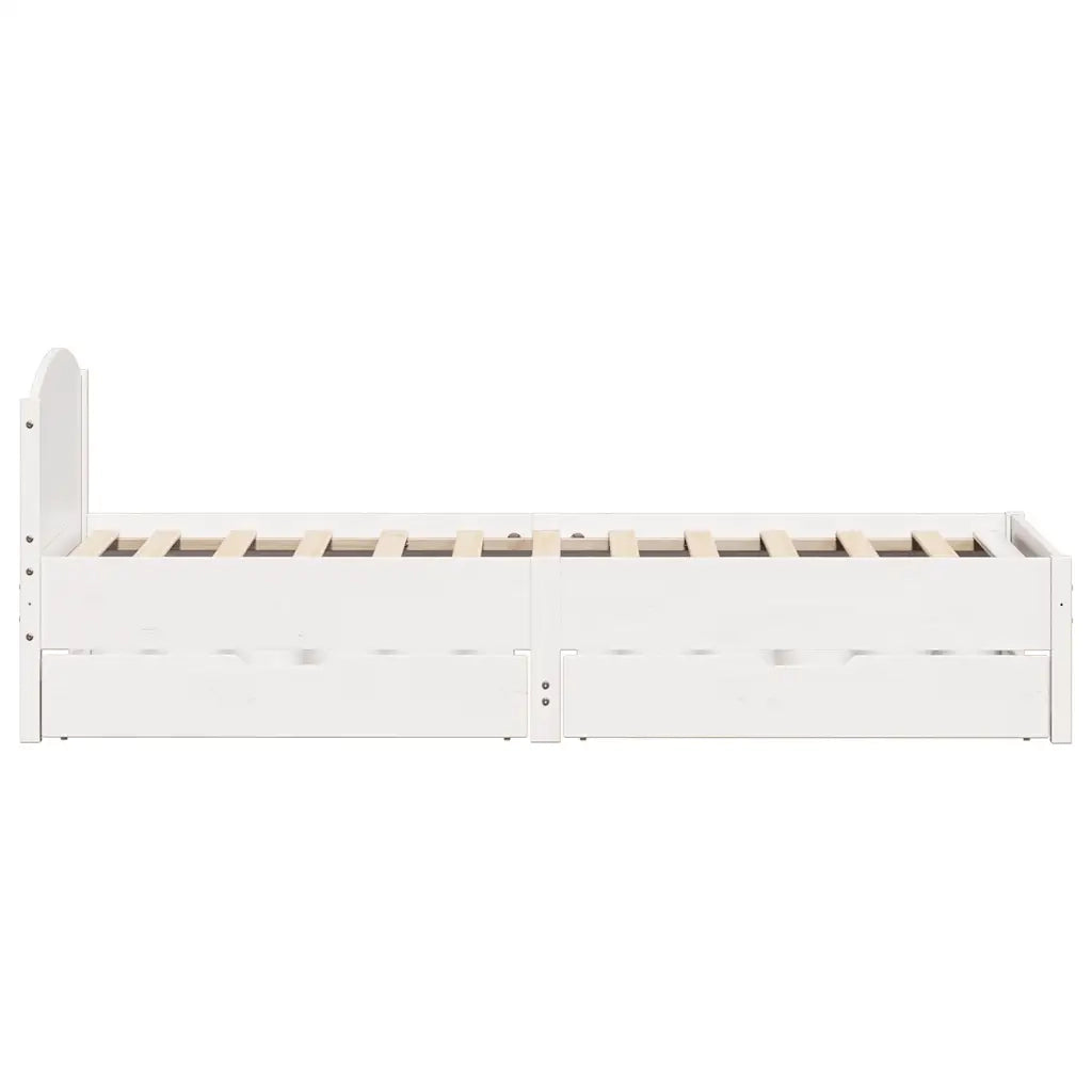 Letto senza Materasso Bianco 75x190 in Legno Massello di Pino 3301852