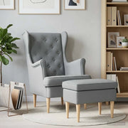 Poltrona con Ottomano 2 pz Grigio Chiaro Tessuto 3418806