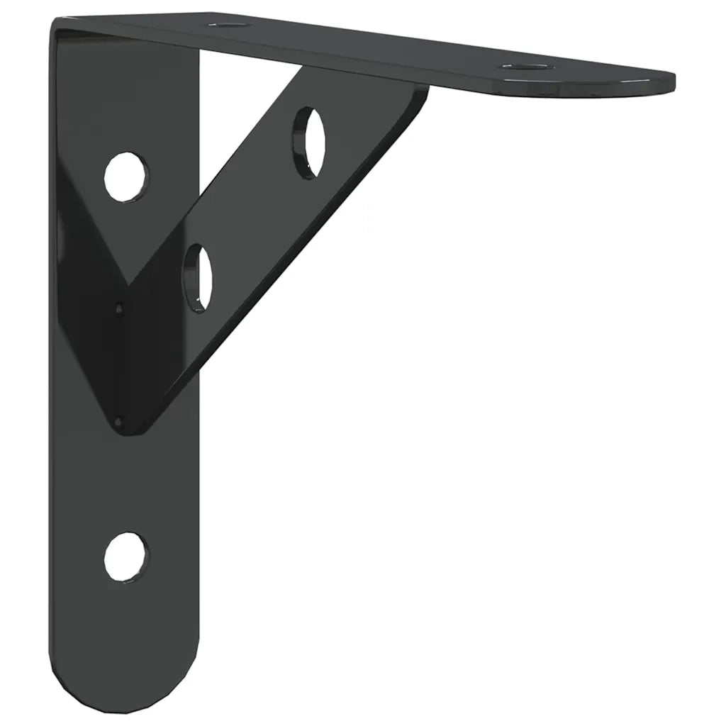 4 pz Staffe per Mensola | Ripiano | Scaffale 15x2,5x11,5 cm in Acciaio Inox Nero
