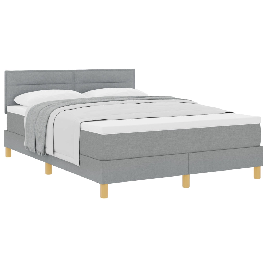 Letto Box Spring con Materasso Grigio Chiaro 140x190 cm Tessuto