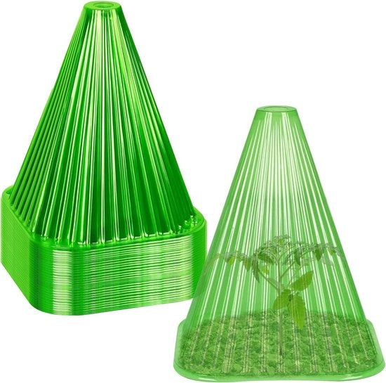 20 copie plastic coperture per piante da giardino 22 cm x 19 cm - Mini contenitore riciclabile per piante da giardino (verde)