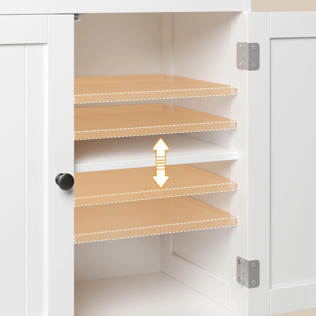 Armadietto da Cucina, Mobile bagno con 2 Cassetti, con Ripiani Regolabili, per Bagno, Soggiorno and Cucina, 60×30×110 cm,Bianco