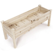 Fioriera rialzata quadrata 120 x 43,5 x 51 cm altezza comoda con 5 fori di drenaggio stile moderno legno naturale 20_0020633