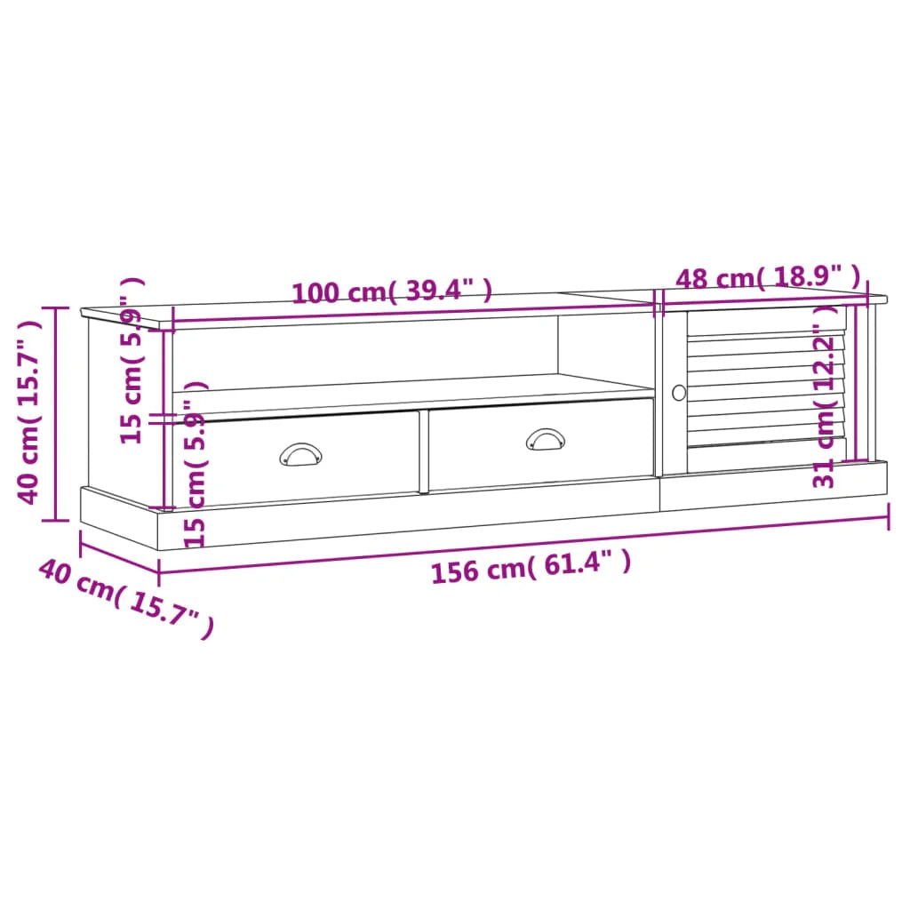 Mobile TV multimediale mensola TV credenza TV per sala da pranzo soggiorno camera da letto 156 x 40 x 40 cm legno massello di pino grigio 02_0028512
