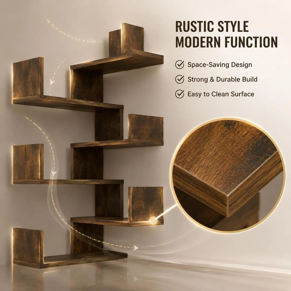 Wall Corner Shelves, 2 Pieces, Smoked Oak, 40x40x50 Cm, Engineered Wood.