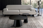 Tavolino rotondo Pillar Big - Struttura Metallo Nero e Top Ceramica su Vetro Marmo Nero Portoro - Stones