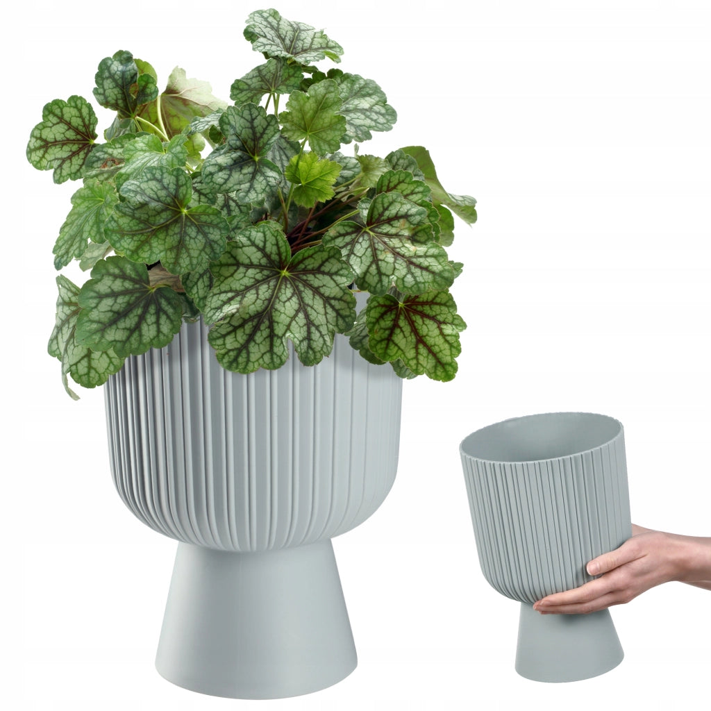 Vaso da fiori KADAX, vaso per piante da giardino, copertura in plastica, 18 cm, supporto per fiori, grigio