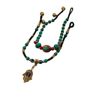 Bracciale vintage in turchese con perline di rame intrecciate a mano