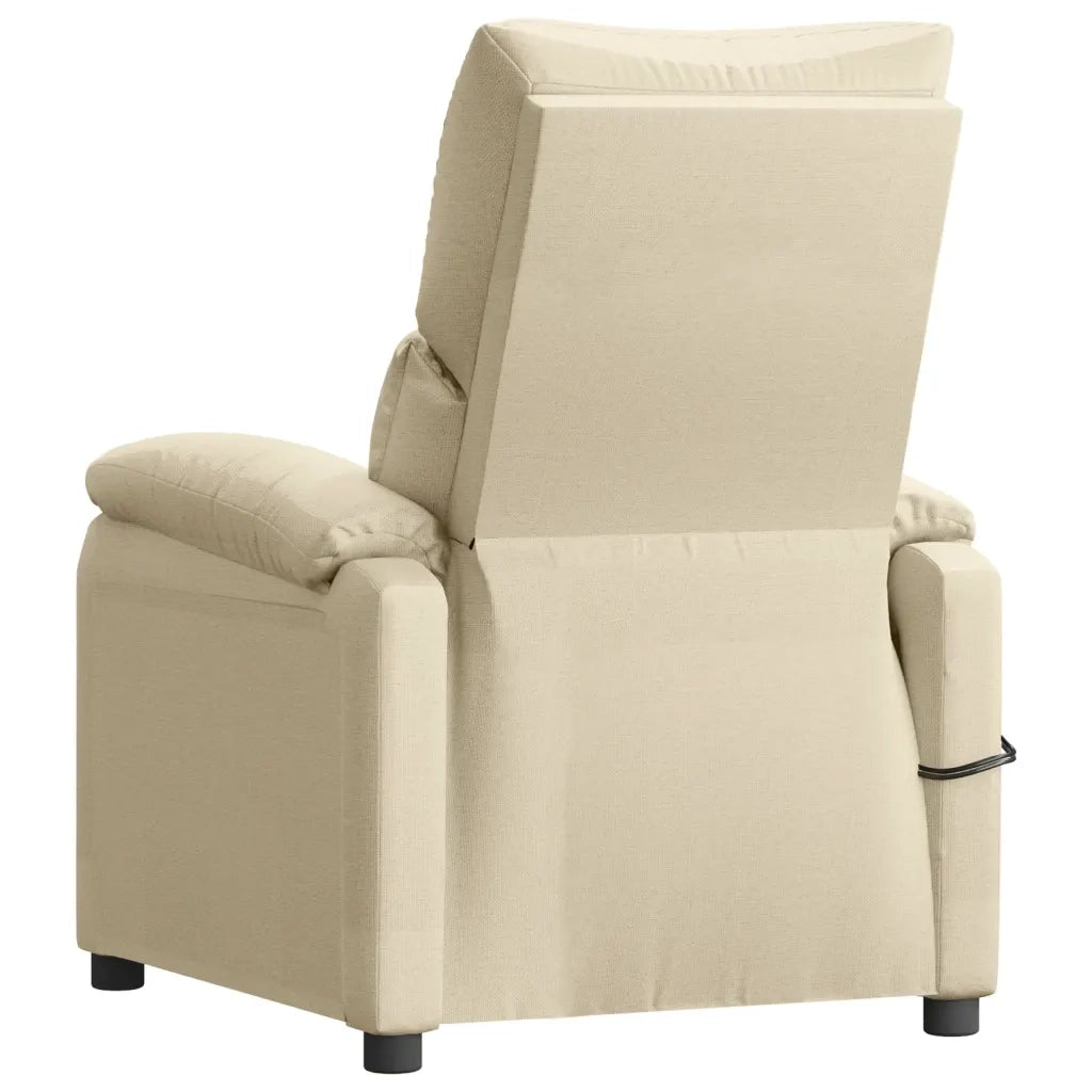Poltrona Massaggiante | Sedia Relax Elettrica Crema in Tessuto