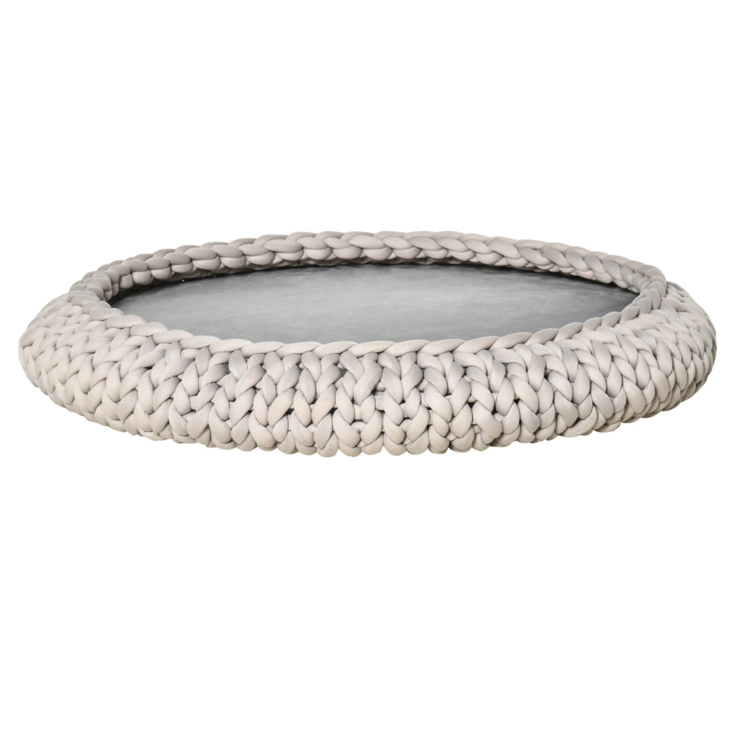 Cuccia per Cani e Gatti Rotonda Imbottita con Cuscino ¨C Zephmum ¨C Grigia Velluto ¦µ93x15cm