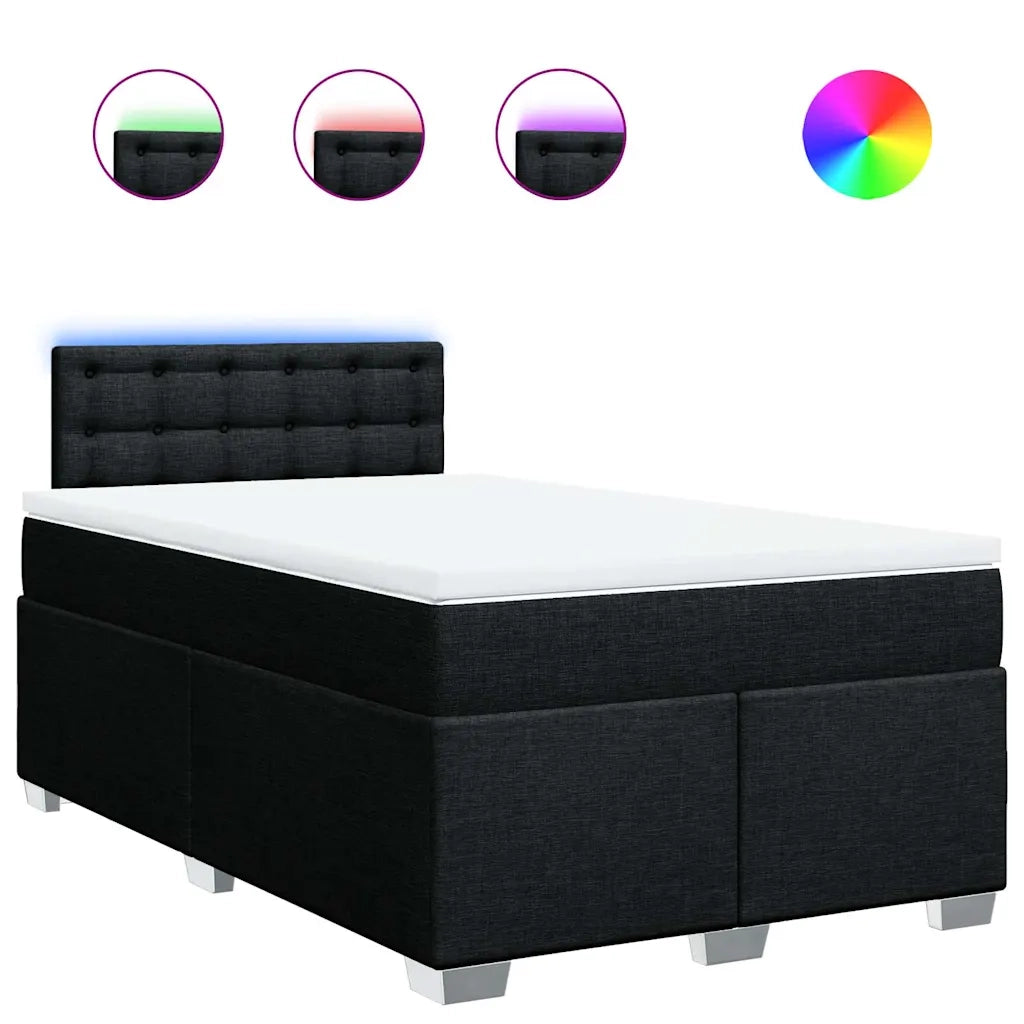 Giroletto a Molle con Materasso Nero 120x190 cm in Tessuto