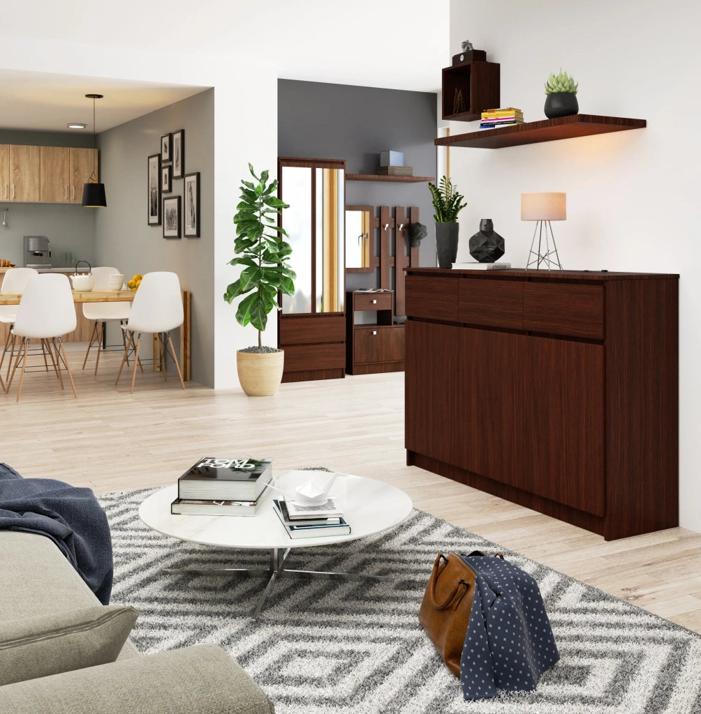 Cassettiera AKORD K140 Wengé 138 cm 3 ante 3 cassetti 138x40x99 cm