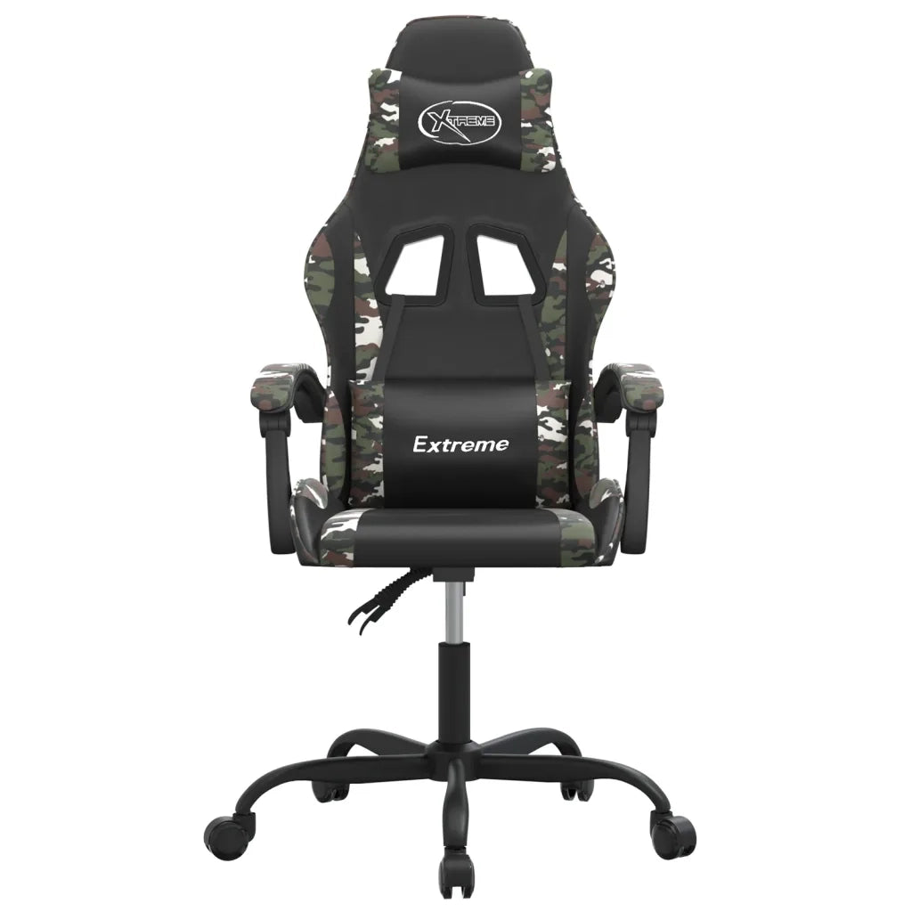 Sedia da Gaming | Sedia da e-sports Girevole Nero e Mimetico in Similpelle