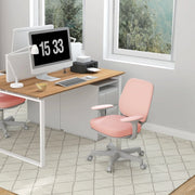 Sedia da ufficio ergonomica girevole regolabile in altezza con schienale in rete di poliestere rosa 55 × 48 × 82,5-94,5 cm