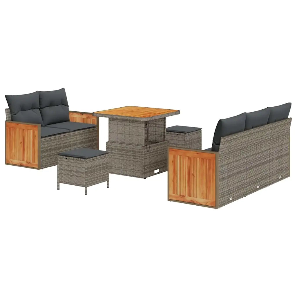 Set Divano da Giardino con cuscino 10 pcs Grigio polyrattan 3365198