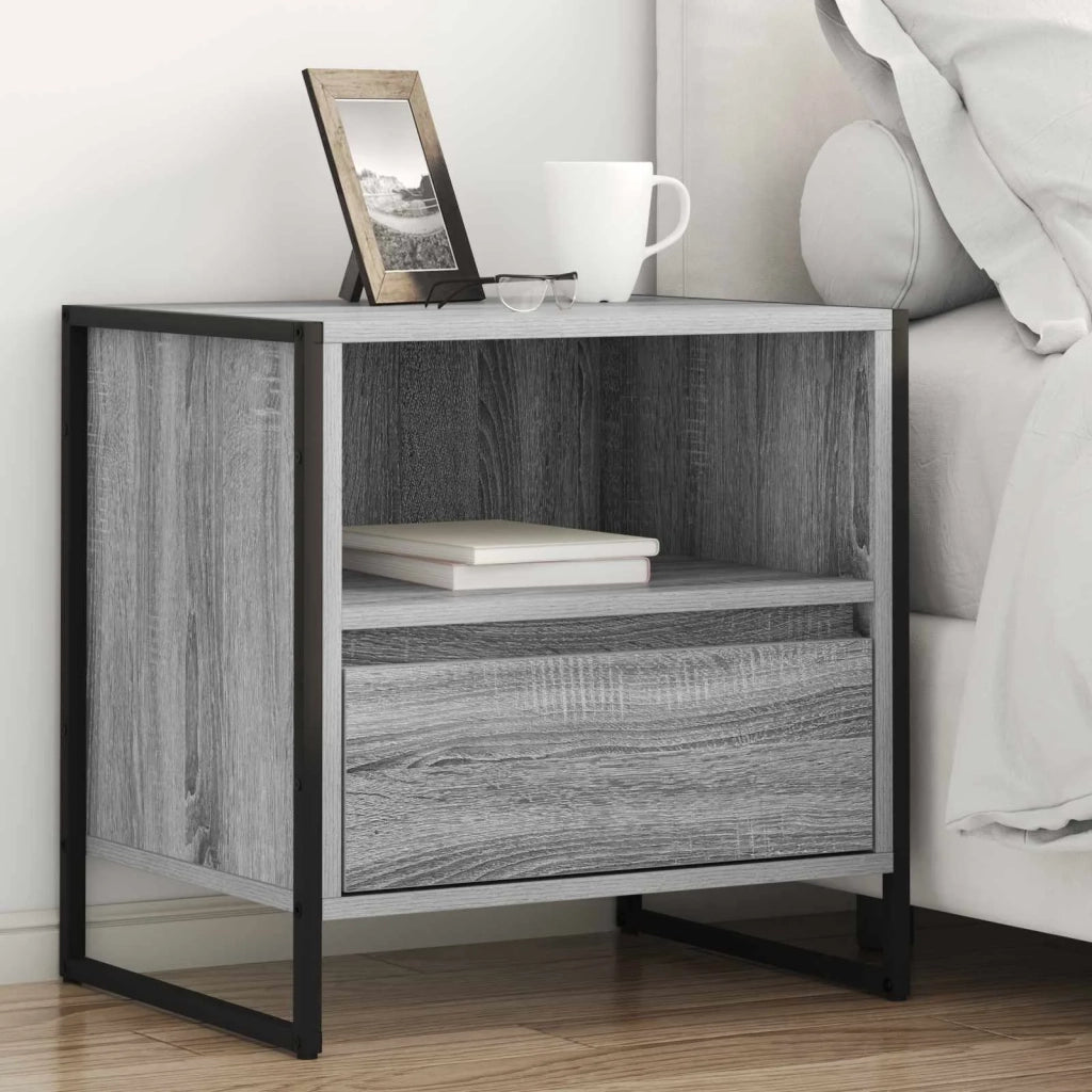 Comodino con cassetto 2 pz-Set di 2 Tavolino da notte Grigio Sonoma 50 x 39,5 x 50 cm
