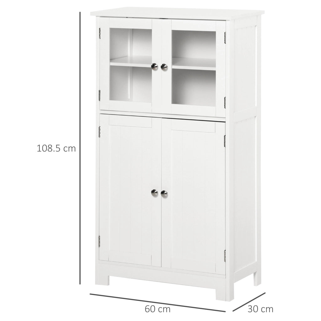 Mobiletto Bagno con due Armadietti 60x30x108,5 cm in MDF Bianco