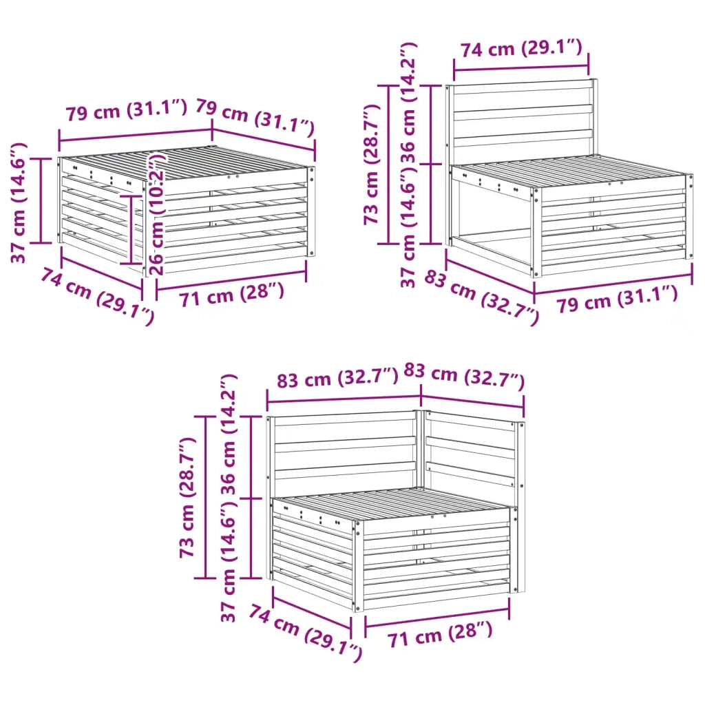 Set divani 6 pcs Naturale Legno di Acacia Massello 3373894