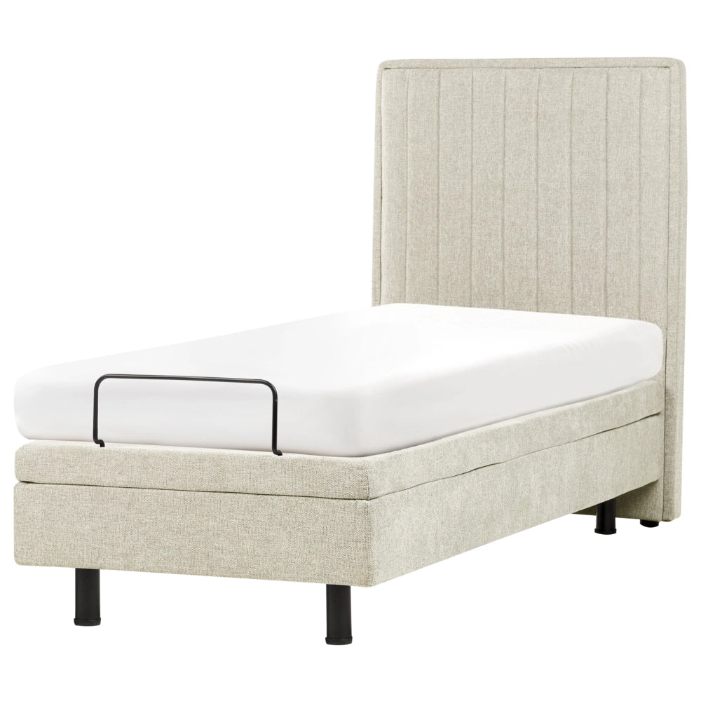 Letto Tessuto Beige chiaro Elettrico Regolabile con Telecomando 80 x 200 cm