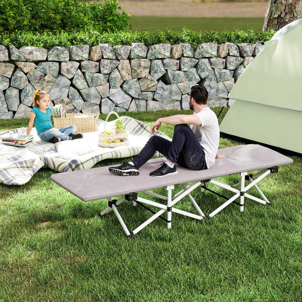 Letto da campo pieghevole in metallo ¨C zephmum ¨C grigio 185x65x37 cm