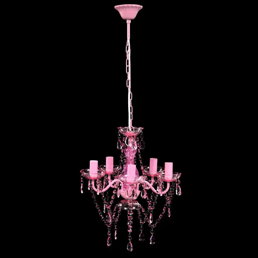 Lampadario in Cristallo 5 Lampadine Rosa CFW4532803