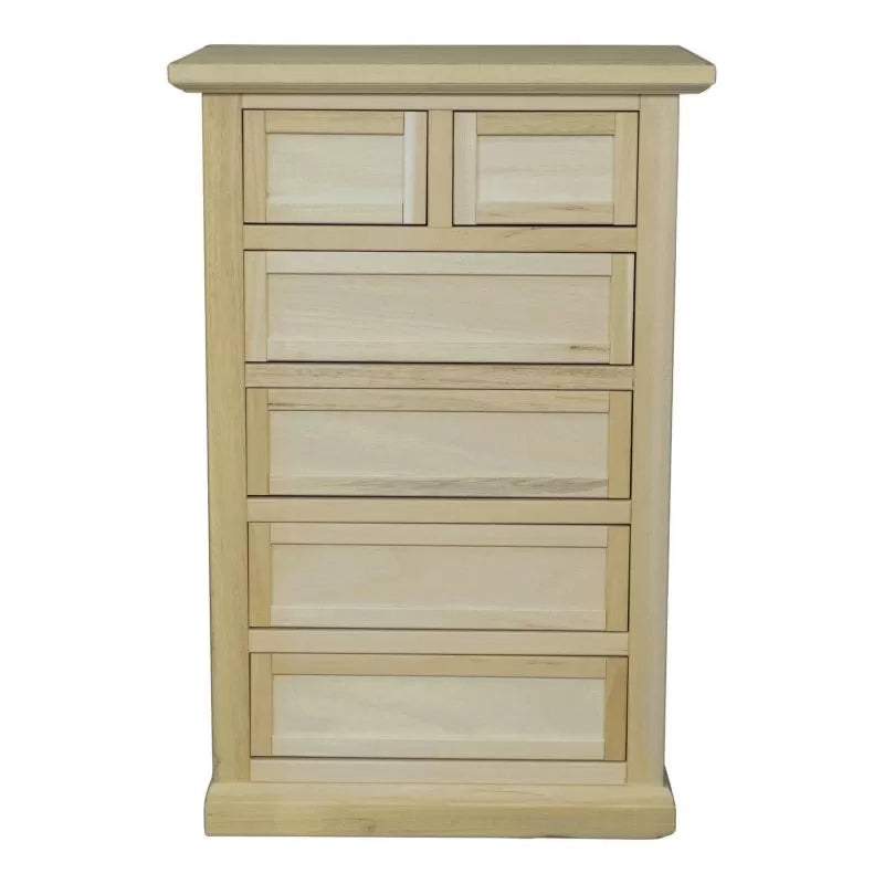 Cassettiera classica 6 cassetti in legno grezzo 63x37x93 - Mobili 2G