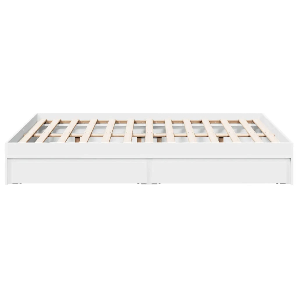 Letto matrimoniale | Letto per adulti | Giroletto con Cassetti Bianco 120x190 cm in Legno Multistrato