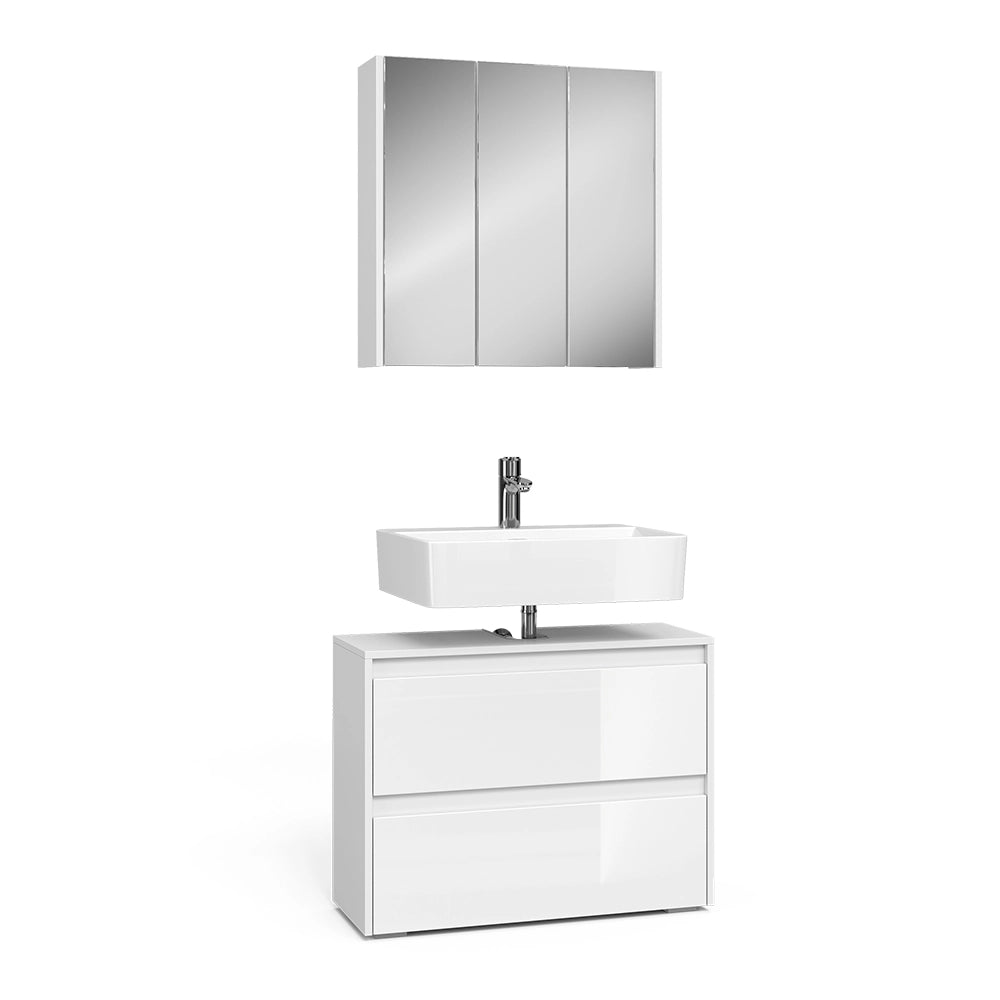 Vicco Set di mobili da bagno Bianco/bianco lucido 2 parti