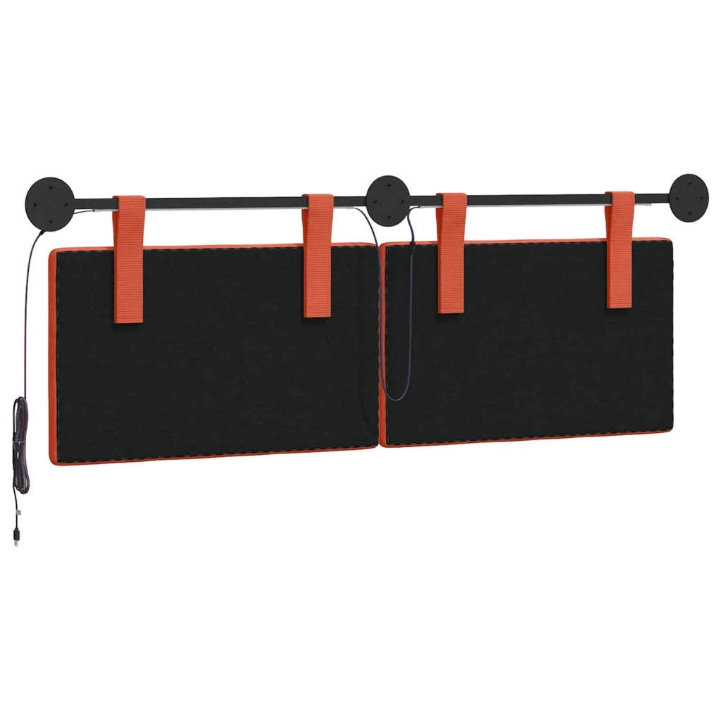 Testiera sospesa Con luce LED Rosso Arancio Tessuto in Cords 3424316