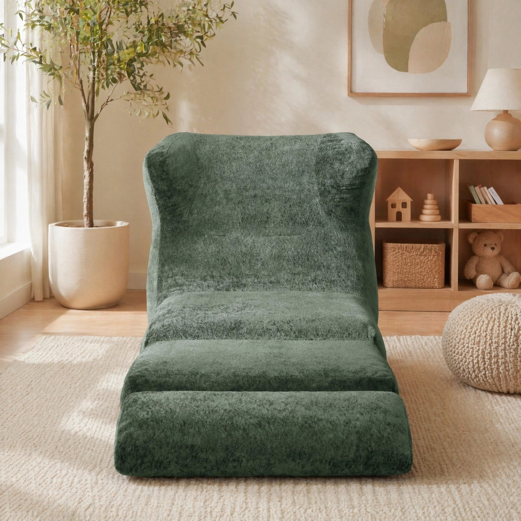 Poltrona convertibile con design unico in schiuma verde