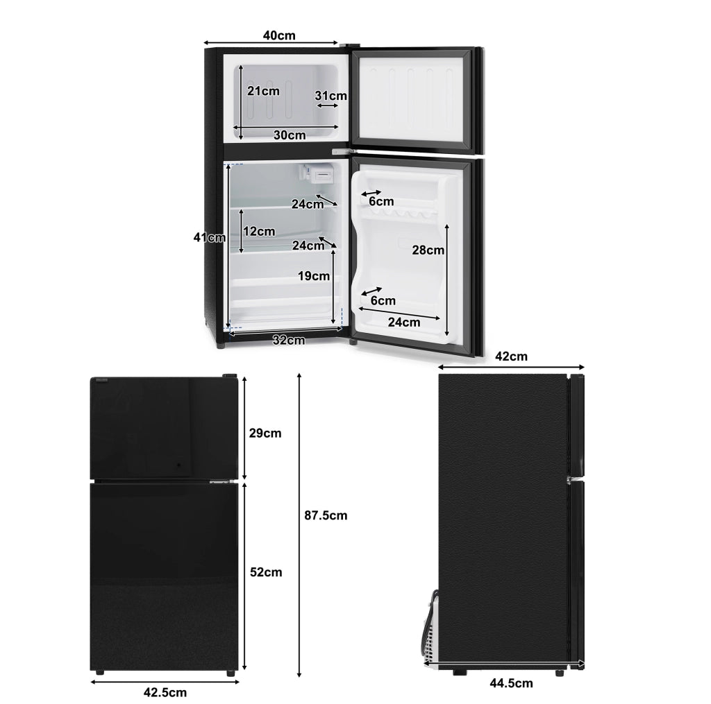 Minifrigo con congelatore 60L; porta in vetro; LED; nero