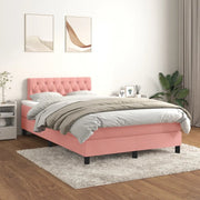 Giroletto a Molle con Materasso Rosa 120x200 cm in Velluto 3141478