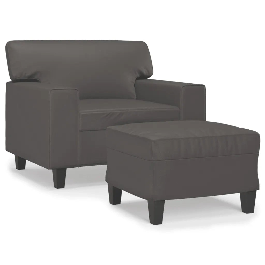 Poltrona | Sedia Relax con Poggiapiedi Grigio 60 cm in Similpelle