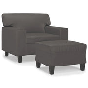 Poltrona | Sedia Relax con Poggiapiedi Grigio 60 cm in Similpelle