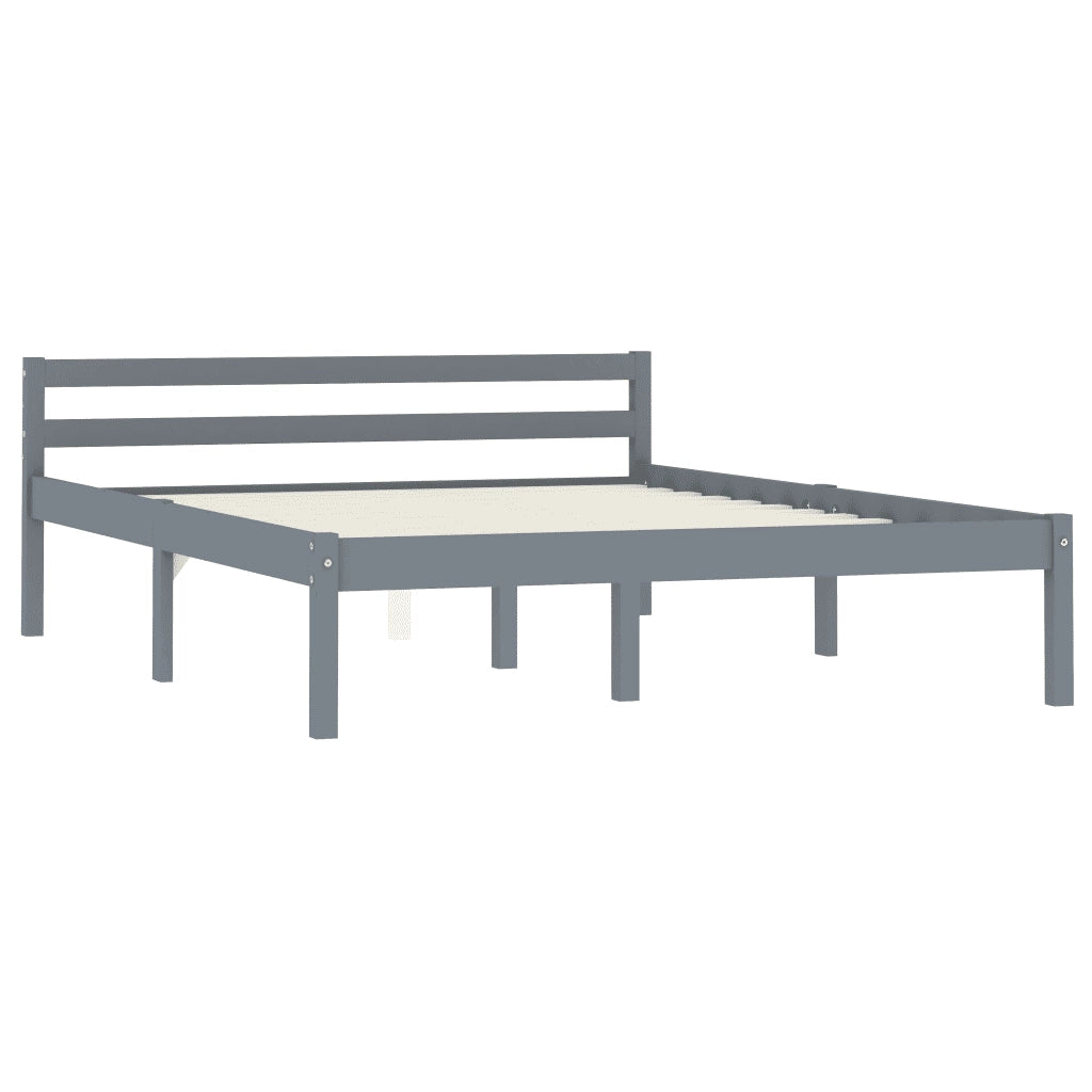 Letto matrimoniale | Letto per adulti | Giroletto senza Materasso Grigio 100x200 cm in Legno di Pino