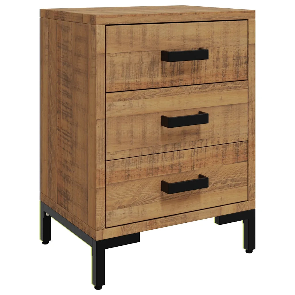 Comodino-Tavolino da notte Marrone 40x30x55 cm Legno Massello di Pino Riciclato
