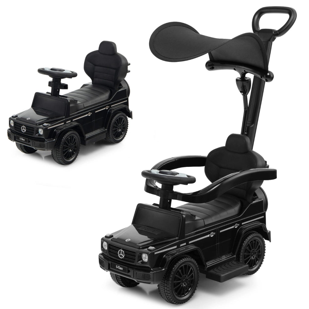 Auto a spinta per bambini con licenza tettuccio regolabile, Carrozzina e auto camminante per bambini 12-36 mesi Nero-Biciclette e tricicli