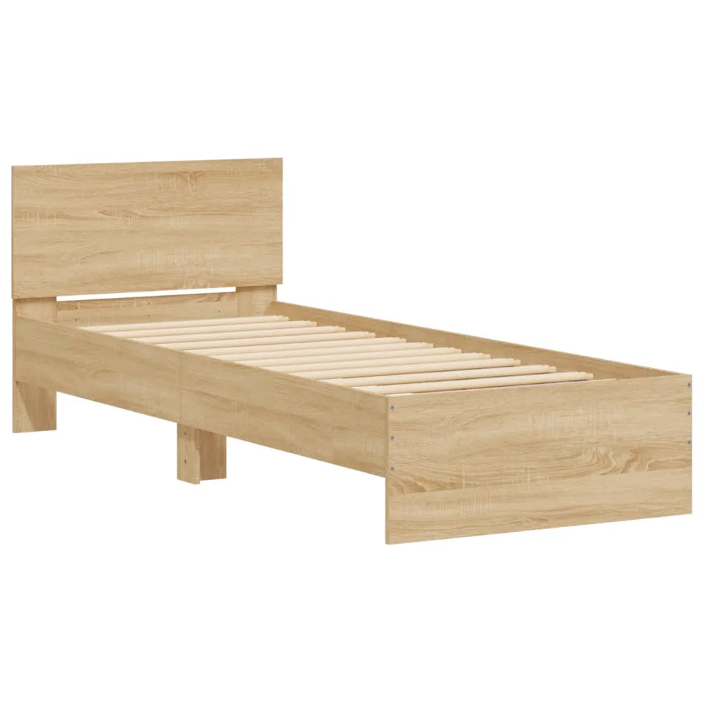 Giroletto con Testiera e LED-Struttura Letto con testiera Rovere Sonoma 90x200 cm 845331