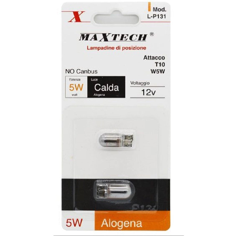 Trade Shop - Lampadine Di Posizione T10 W5w 12v Per Auto Luce Calda Alogena No Canbus L-p131 -