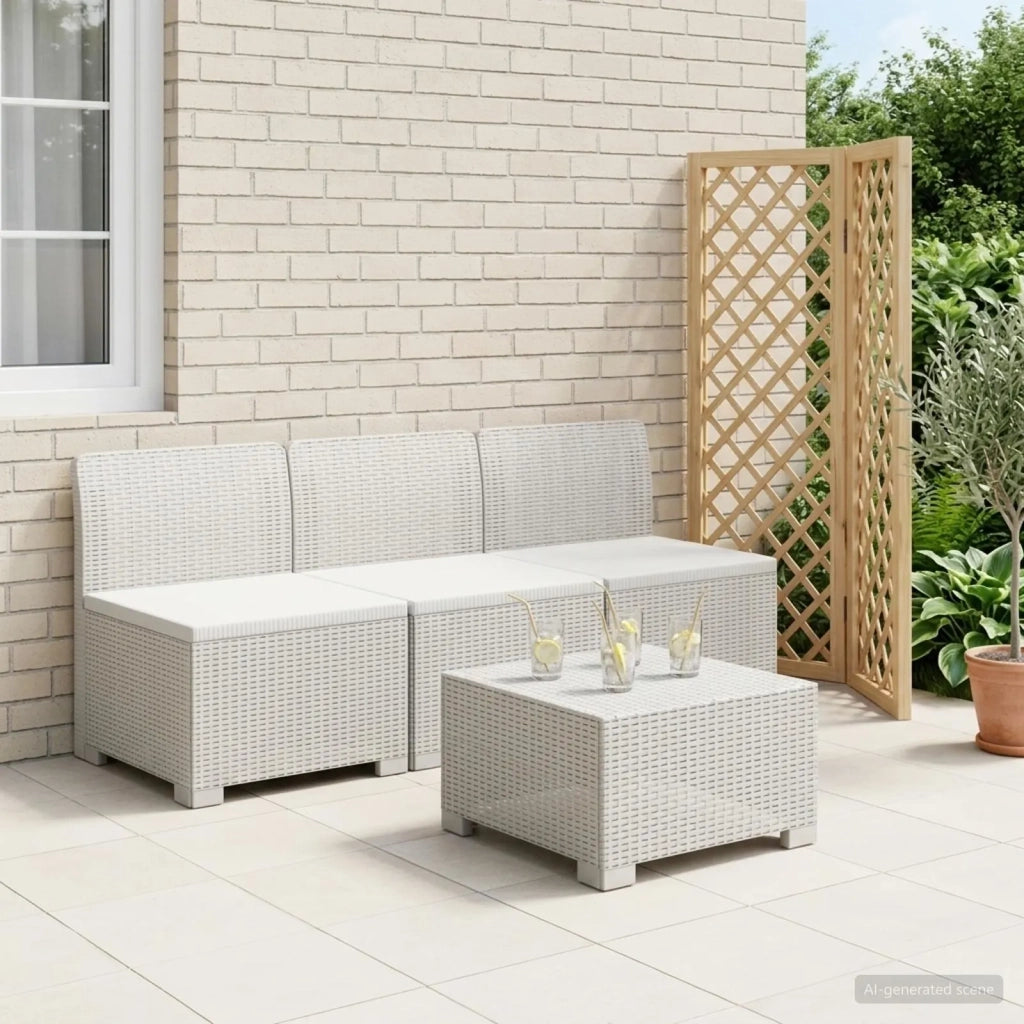 Divano da Giardino a 3 Posti in Aspetto Rattan PP Bianco 8011958