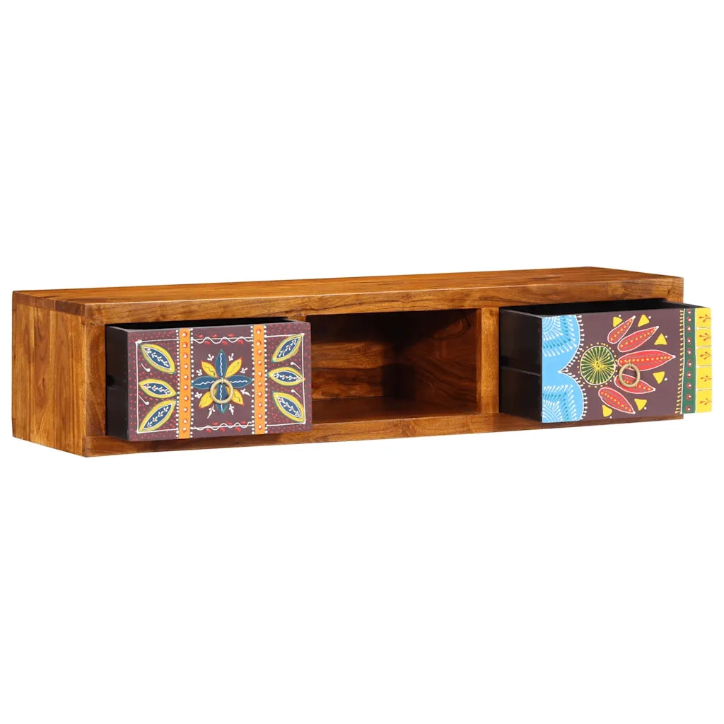 Mobile TV a Parete Multicolore 100x30x22 Legno Massello Acacia 4016506