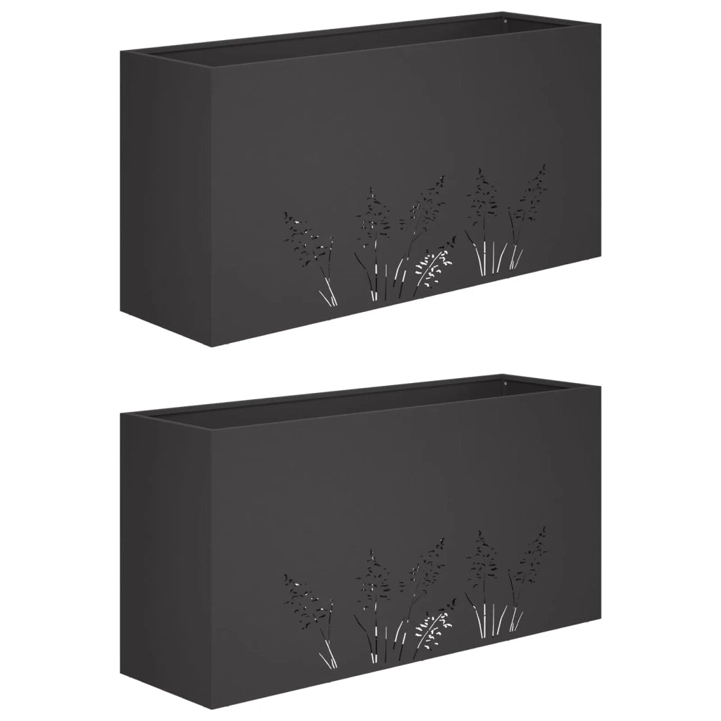 Vaso da giardino 2 pz Nero 100 x 20 x 49 cm 8005849