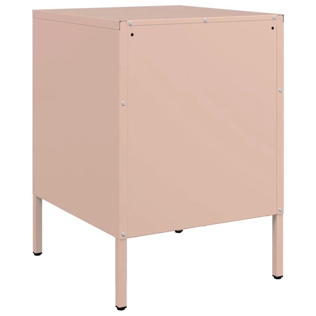 Set di 2 Comodini | Armadio da Notte | Mobiletto da notte Rosa 36x39x50,5 cm in Acciaio