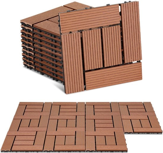 Set di piastrelle in WPC da 55 piastrelle 30x30cm in sistema click