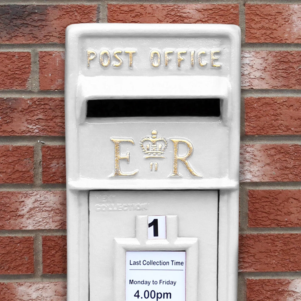 Cassetta Postale per le Lettere in Stile Britannico Inglese in Ghisa da Esterno Bocchetta Lettere Standard UK - Bianco