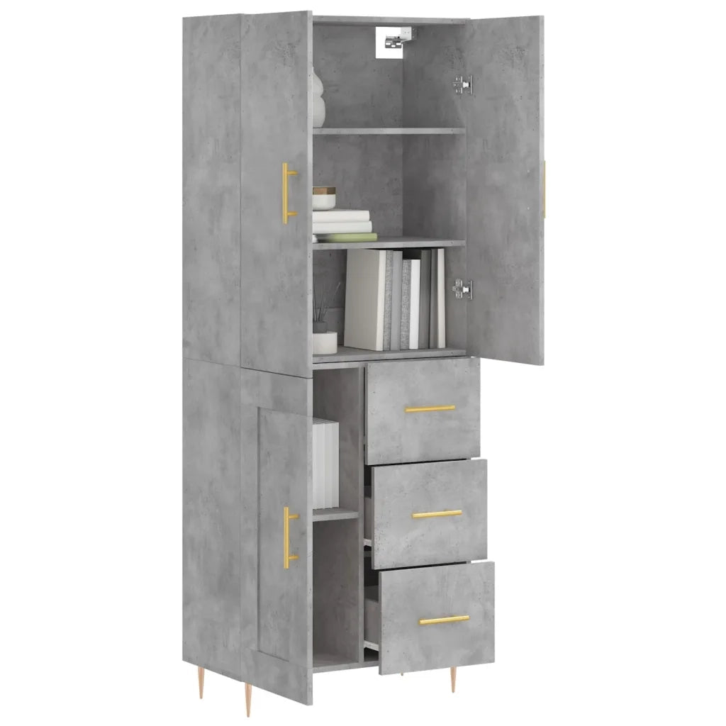 Credenza | Madia | Buffet da pranzo | Armadio da pranzo Grigio Cemento 69,5x34x180 cm in Legno Multistrato