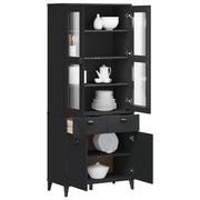 Credenza VIKEN Nera 80x40x190 cm in Legno Massello di Pino 3207148