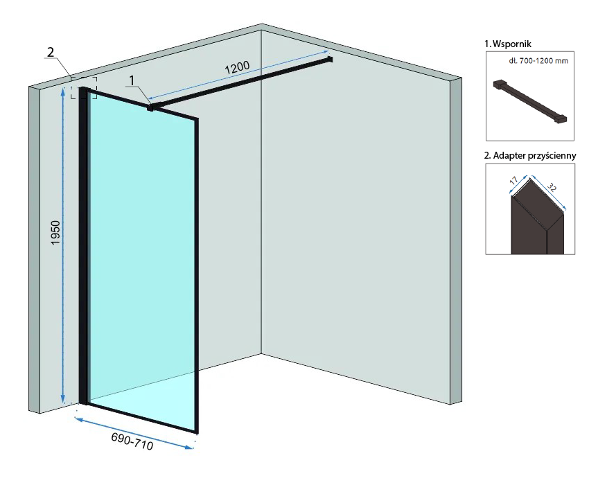 Parete Doccia Rea Bler 70