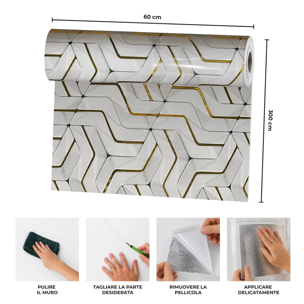 Carta Adesiva Da Rivestivmento 60x300 cm Pellicola Autoadesiva Impermeabile per Mobili, Pareti, Cucina, Tavoli e Top Cucina – Rivestimento Rimovibile per Superfici Lisce e DIY Disegno19